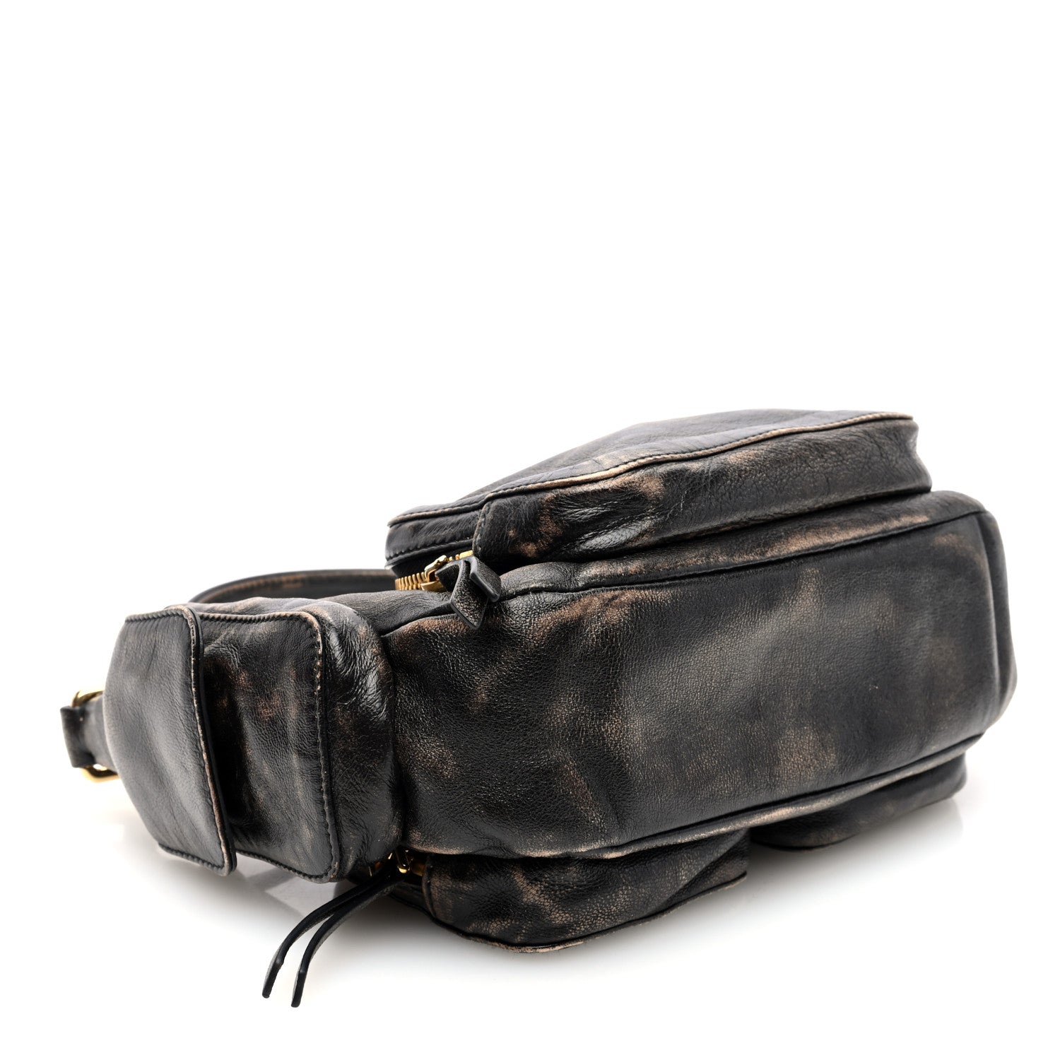 Miu Miu Distressed Nappa Pocket Bag  Sand Coffee 4 of 9