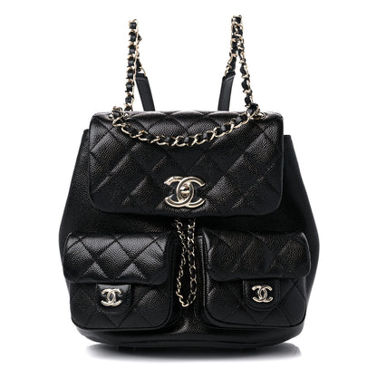 Chanel Shiny Caviar Quilted Small Duma Pockets Drawstring Backpack Black 1 of 10