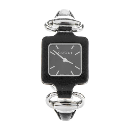 Gucci Stainless Steel Calfskin 25mm Firenze 1921 Horsebit Quartz Watch Black 1 of 7
