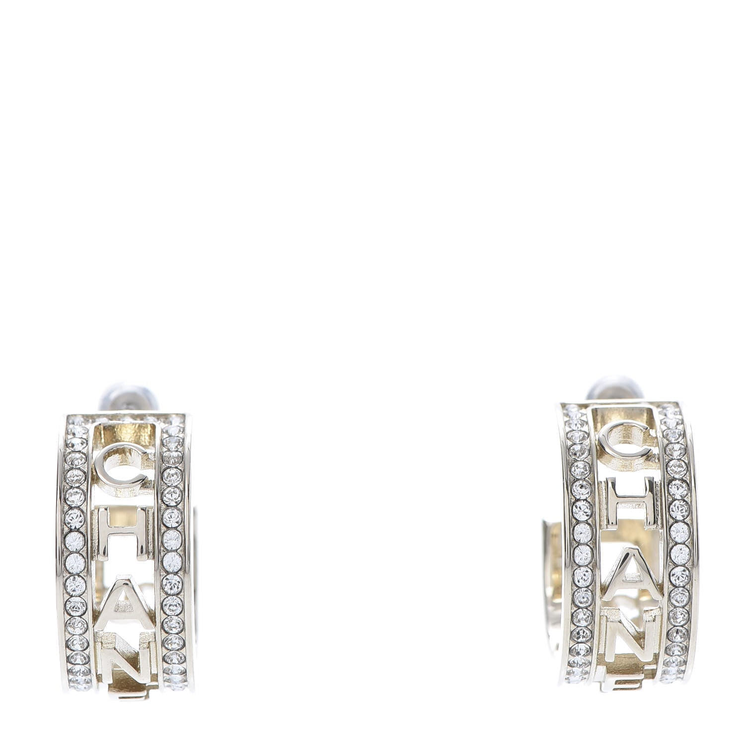 Chanel Metal Crystal Bow-tiful CC Hoop Earrings Gold 1 of 5