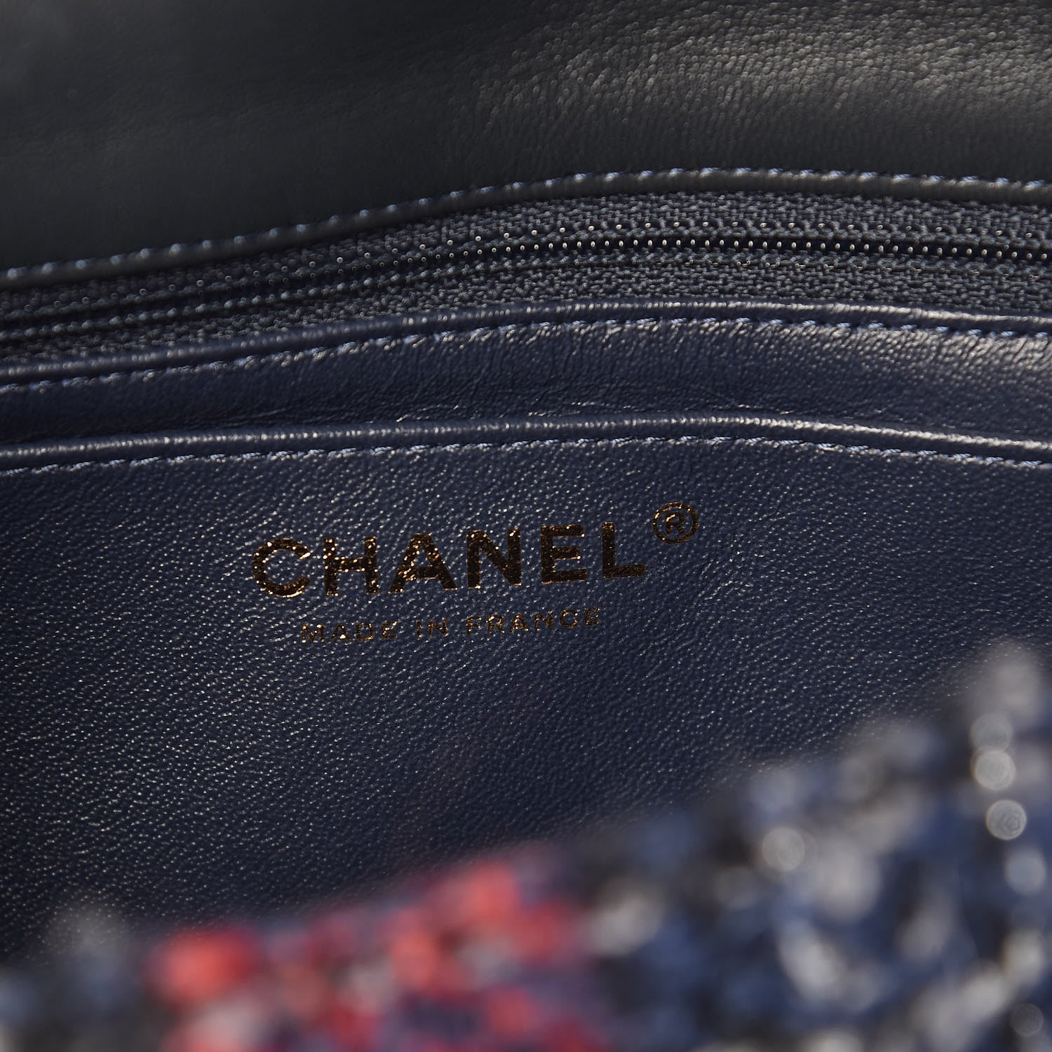 Chanel Tweed Braid Medium Flap Navy Green Red Grey 6 of 10