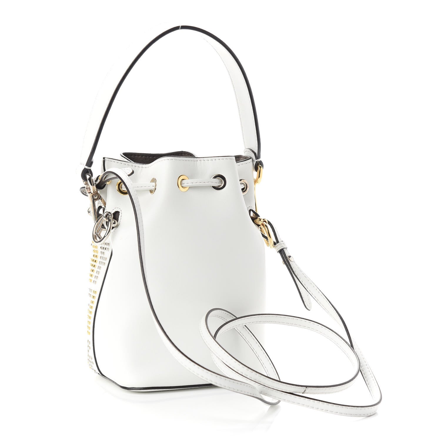 Fendi Vitello Liberty F is Fendi FF Studded Mini Mon Tresor Bucket Bag White 3 of 9