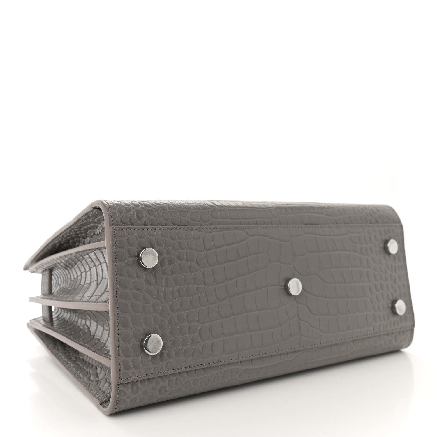 Saint Laurent Calfskin Crocodile Embossed Baby Sac De Jour Fog 4 of 13