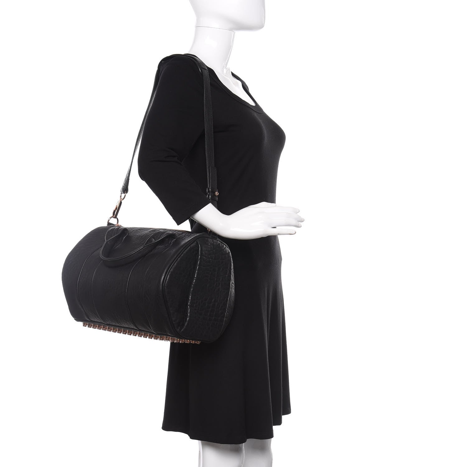 Alexander Wang Pebbled Lambskin Rocco Black Rose Gold Hardware 2 of 10