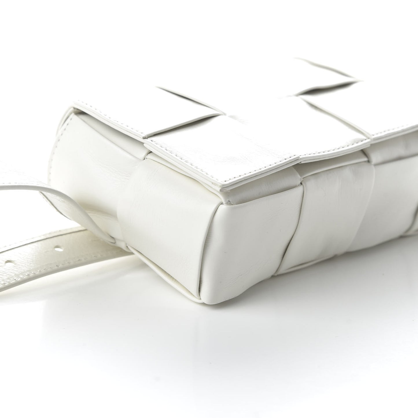 Paper Calfskin Intrecciato Cassette Belt Bag White