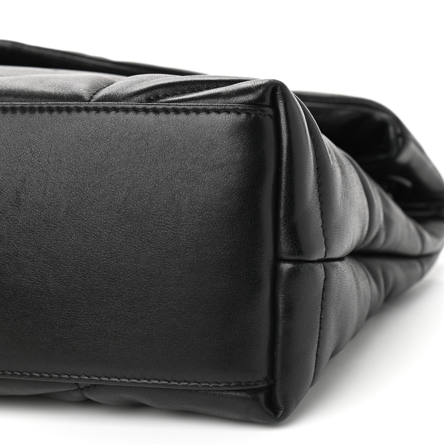 Lambskin Quilted Small Loulou Puffer Monogram Chain Satchel Black