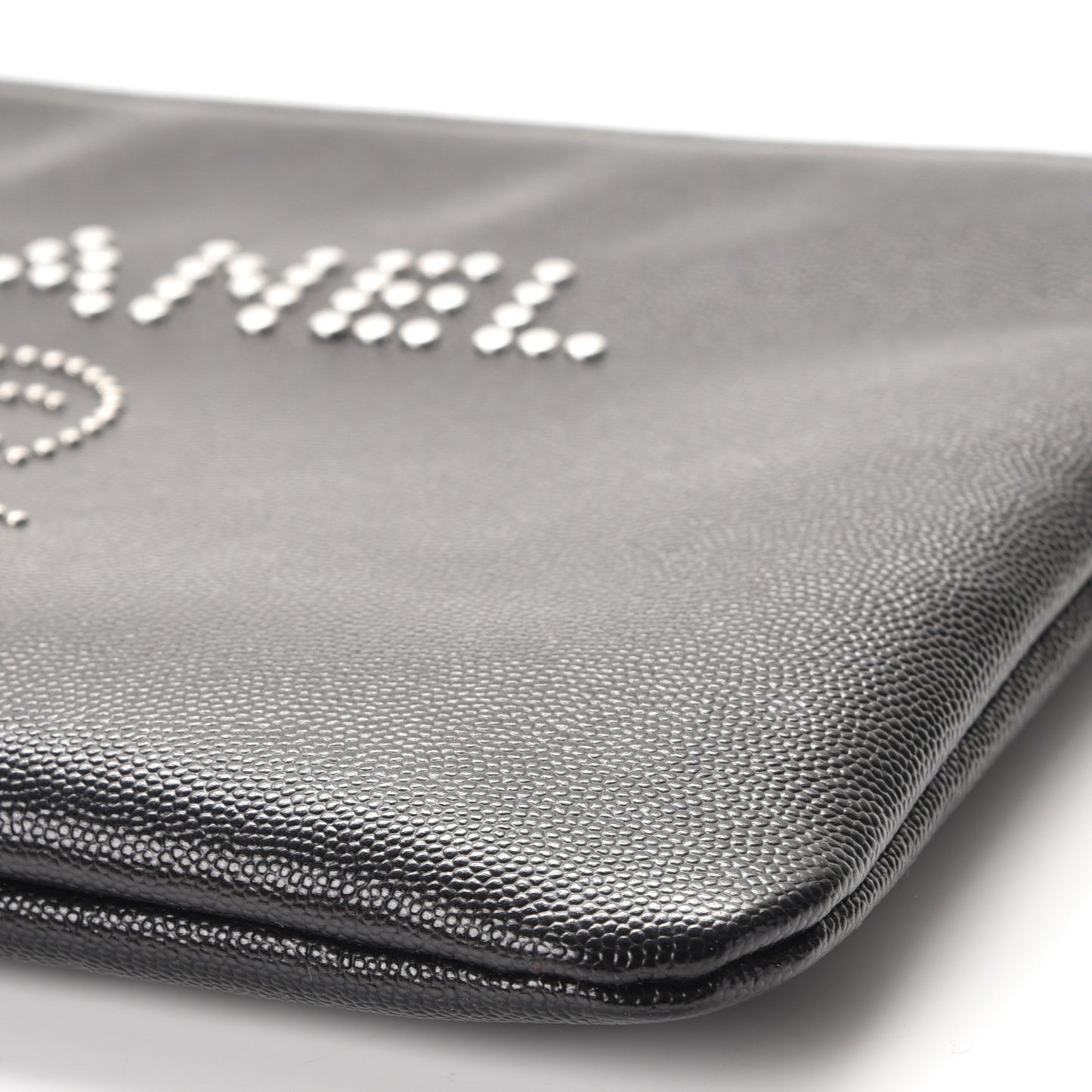 Caviar Studded Medium Deauville Pouch Black