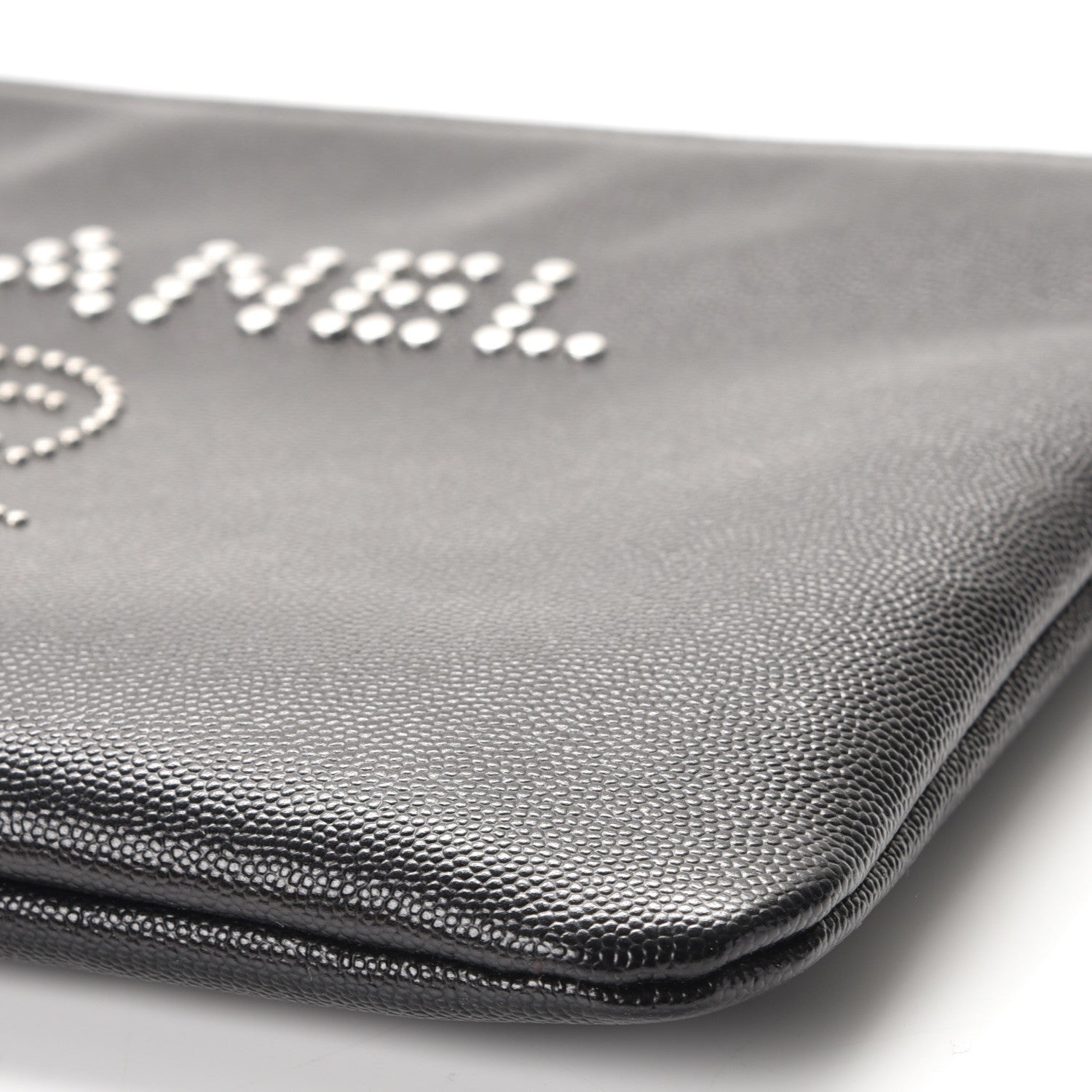 Chanel Caviar Studded Medium Deauville Pouch Black 9 of 10