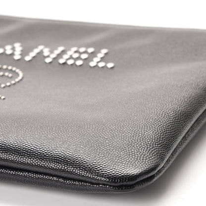 Chanel Caviar Studded Medium Deauville Pouch Black 9 of 10