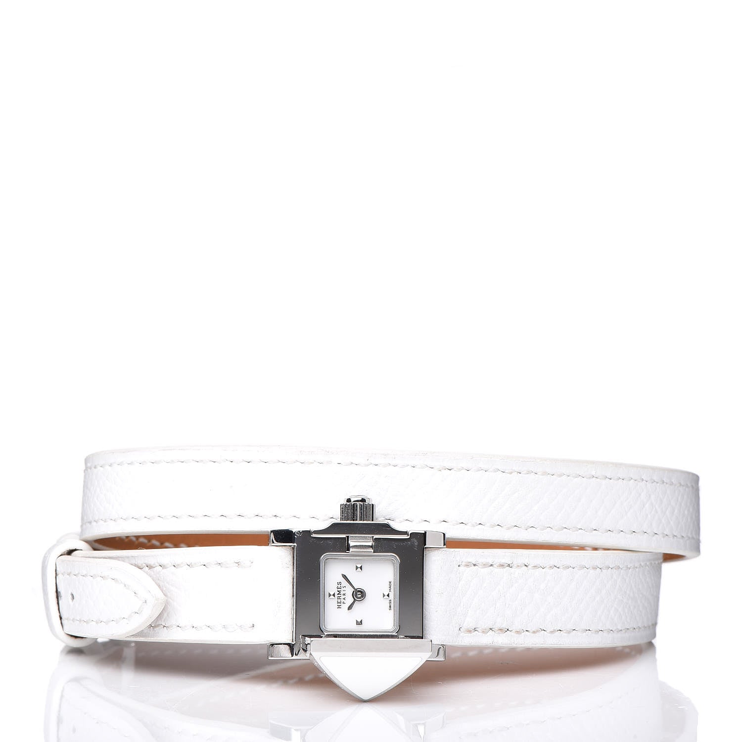 Hermes Stainless Steel Epsom 16mm Medor Double Tour Quartz Watch Blanc 3 of 12