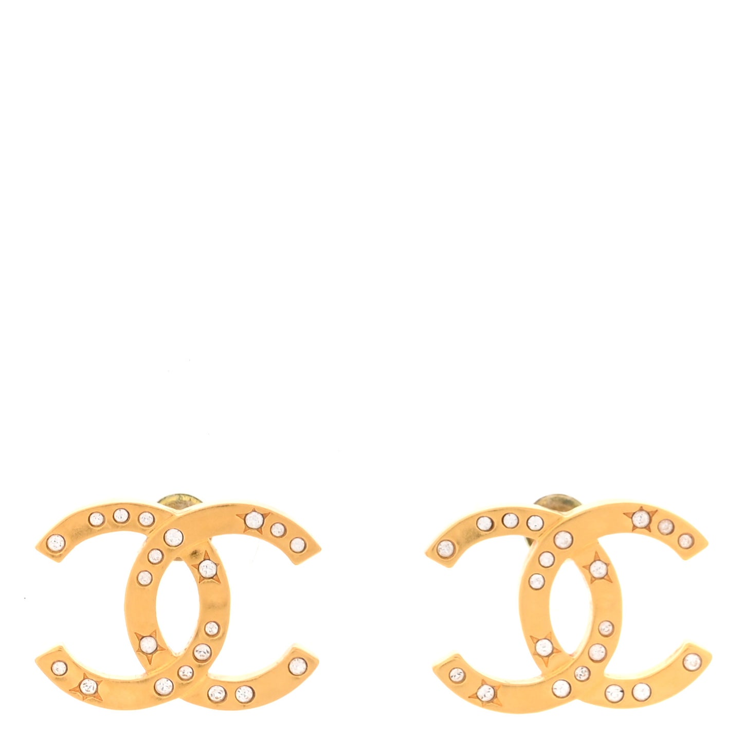 Metal Crystal Star CC Earrings Gold