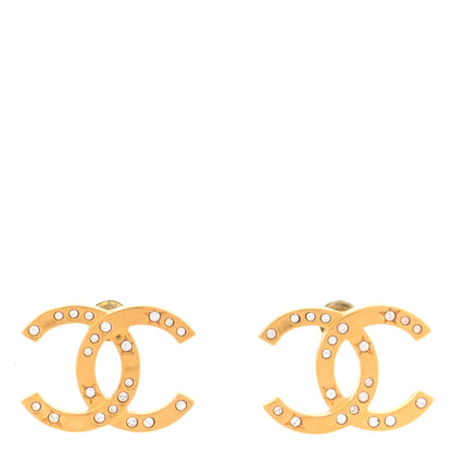 Chanel Metal Crystal Star CC Earrings Gold 1 of 5