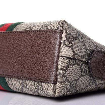Gucci GG Supreme Monogram Textured Dollar Calfskin Web Small Ophidia Dome Shoulder Bag Beige Ebony New Acero 10 of 11