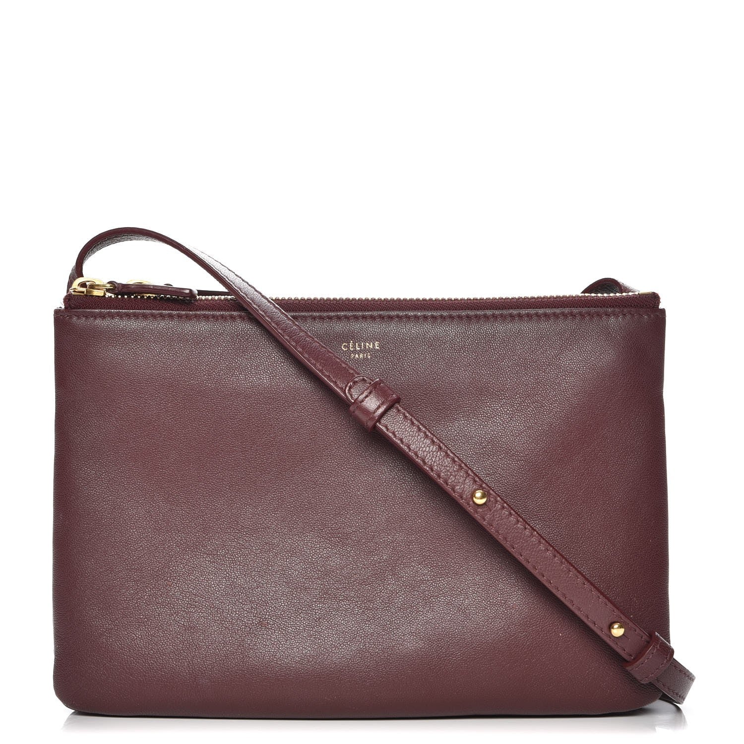 Celine Smooth Lambskin Small Trio Crossbody Bag Burgundy 1 of 11