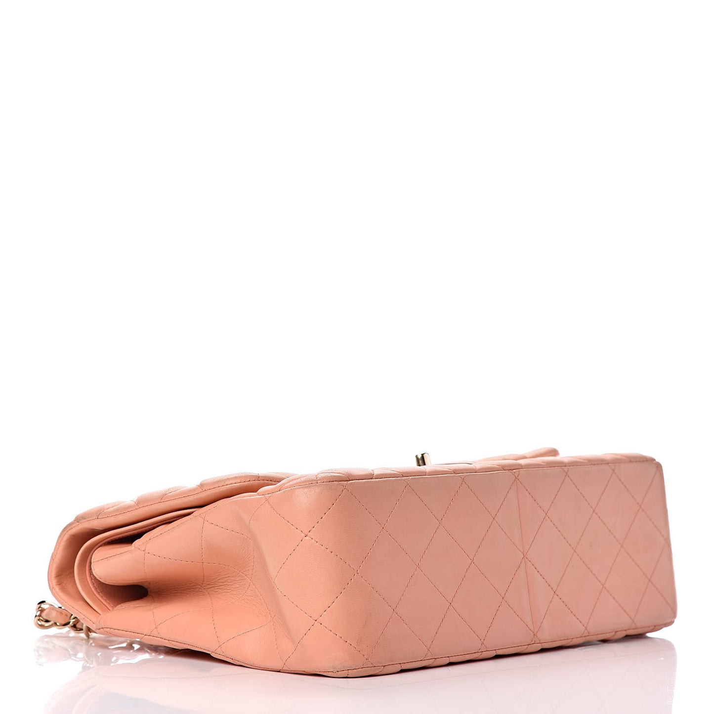 Lambskin Quilted Jumbo Double Flap Light Orange