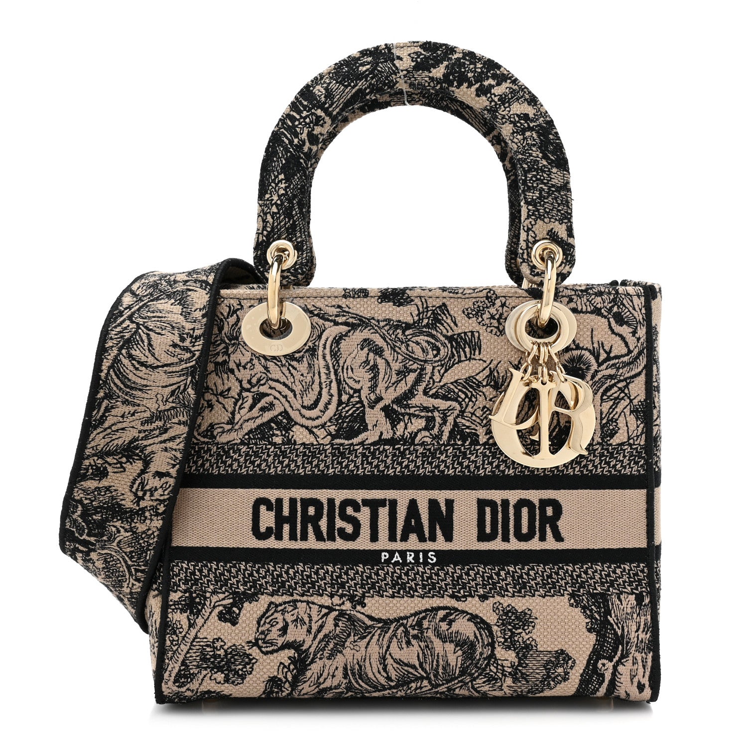 Christian Dior Toile de Jouy Embroidered Medium Lady D-Lite Beige Mullticolor 1 of 8