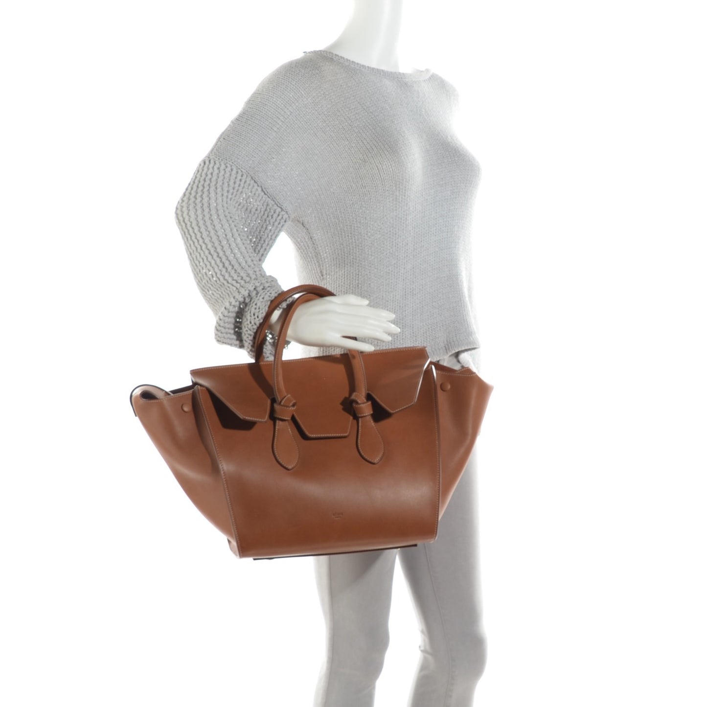 Natural Calfskin Small Tie Knot Tote Tan