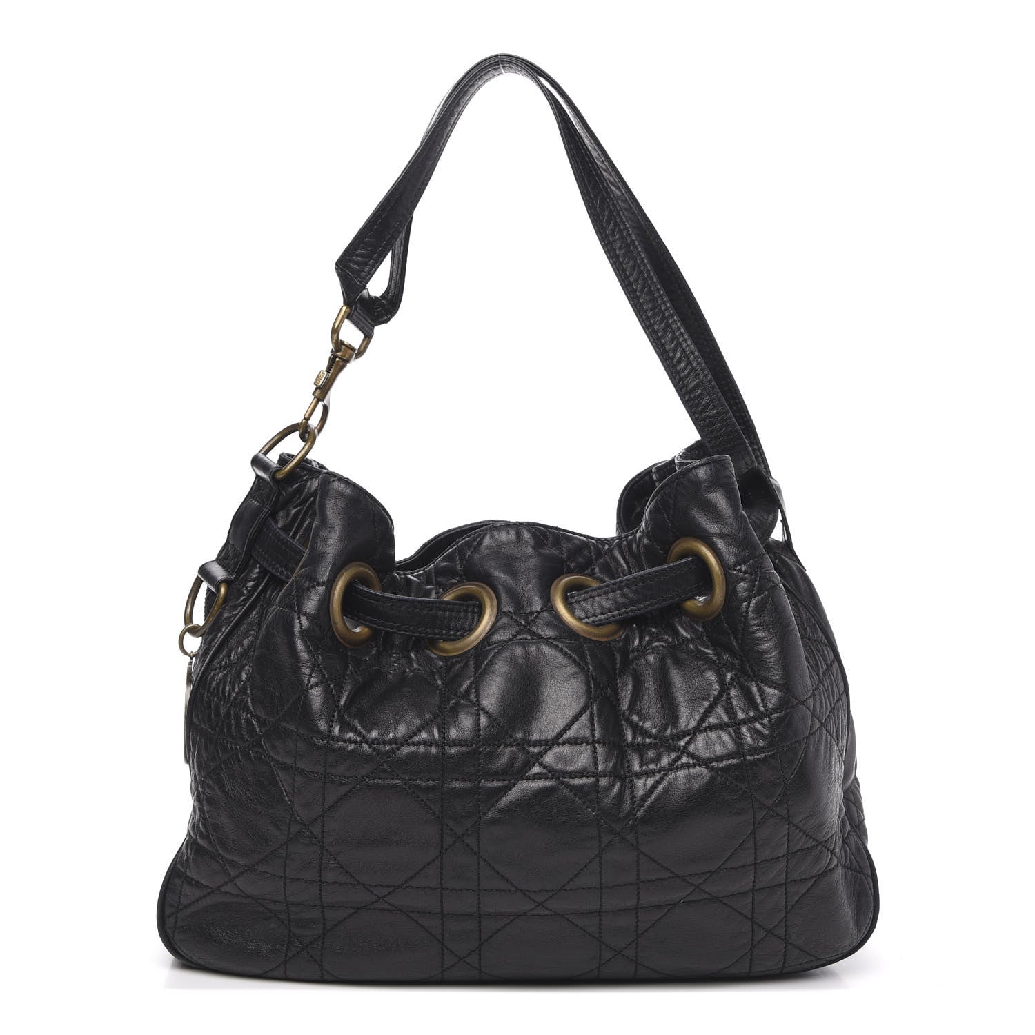 Christian Dior Lambskin Cannage Drawstring Bag Black 1 of 16