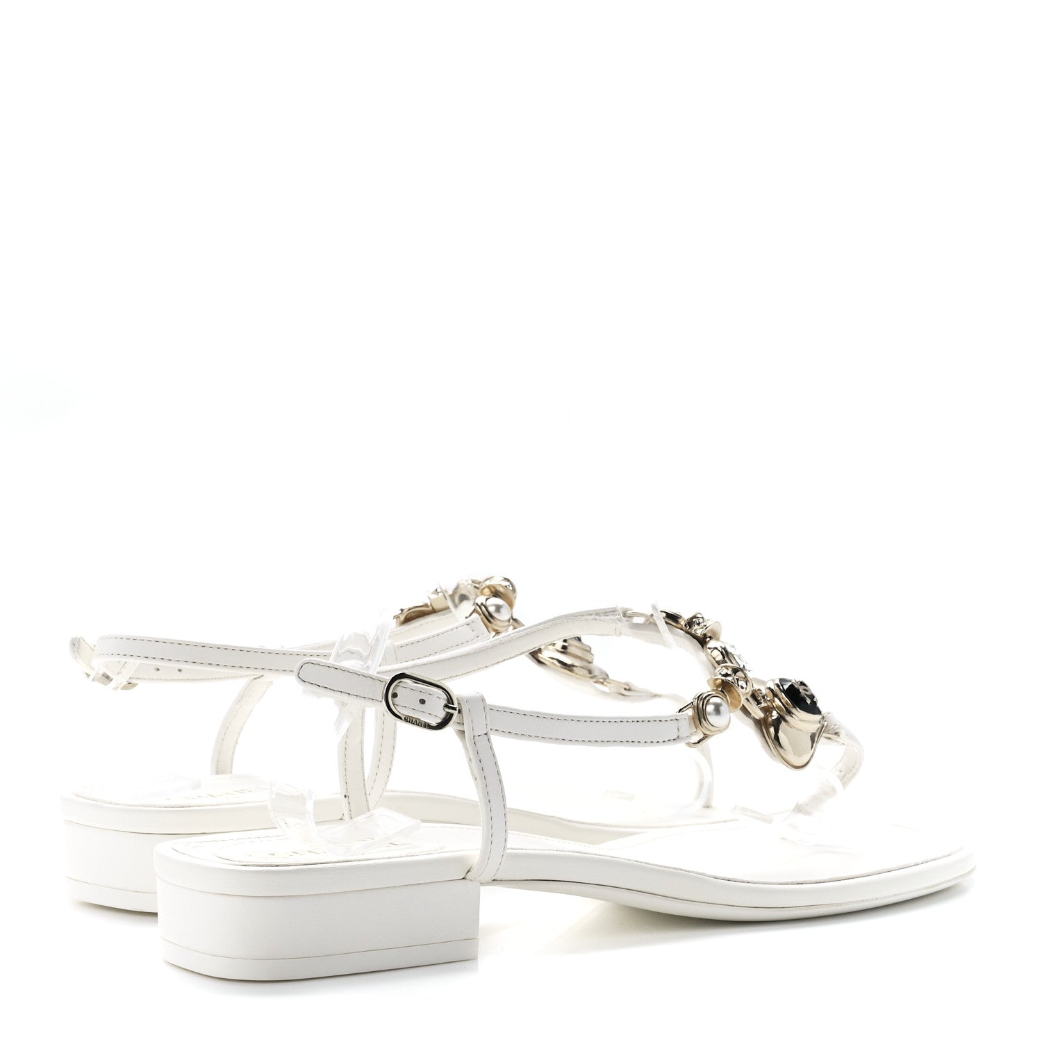 Chanel Lambskin Metal Heart Thong Sandals 40.5 White 4 of 9