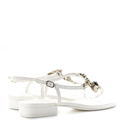 Chanel Lambskin Metal Heart Thong Sandals 40.5 White 4 of 9
