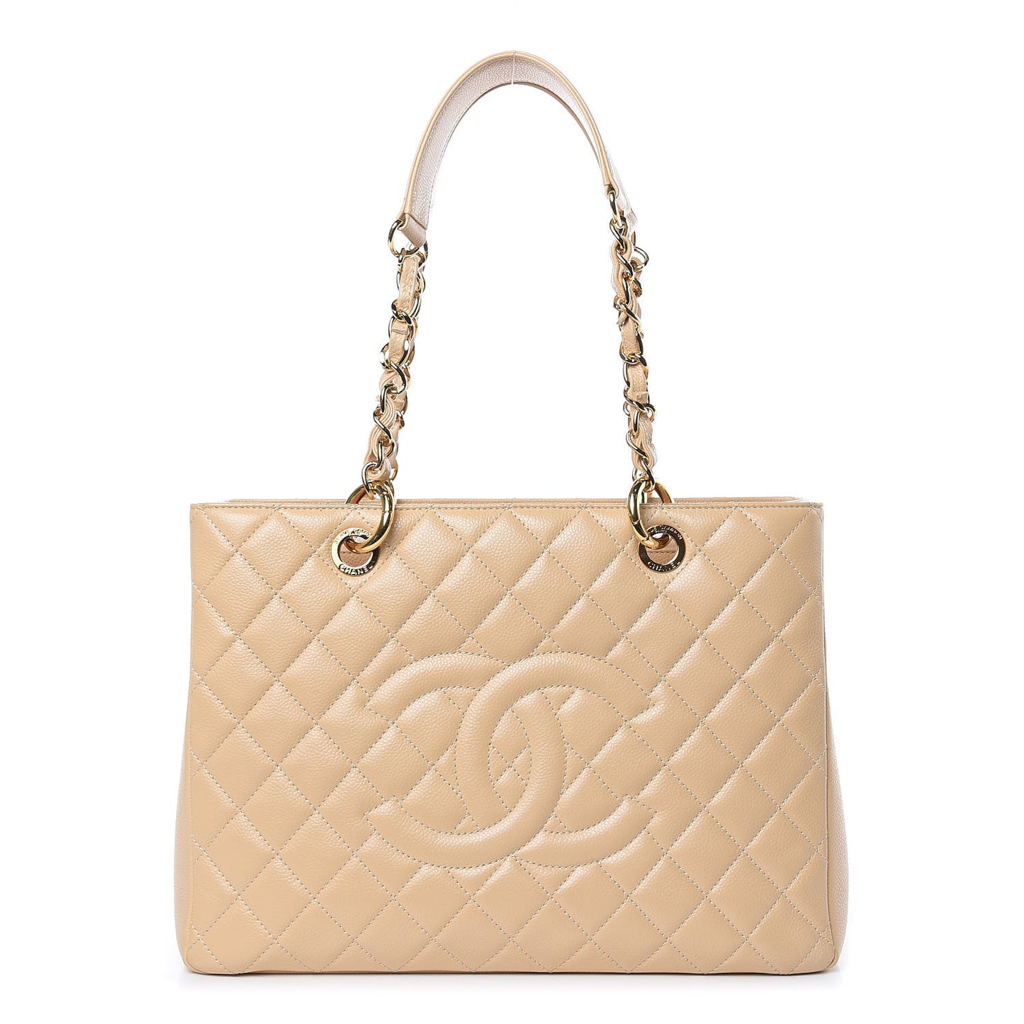 Caviar Quilted Grand Shopping Tote GST Beige Clair