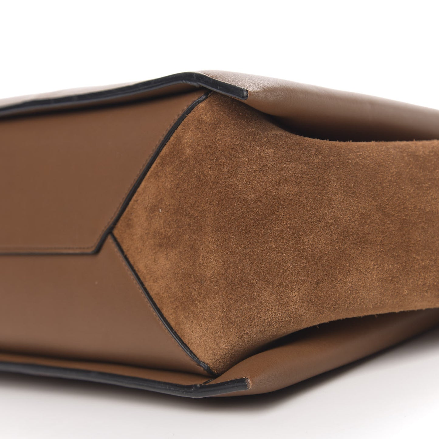 Smooth Calfskin Suede Small Tri-Fold Bag Camel
