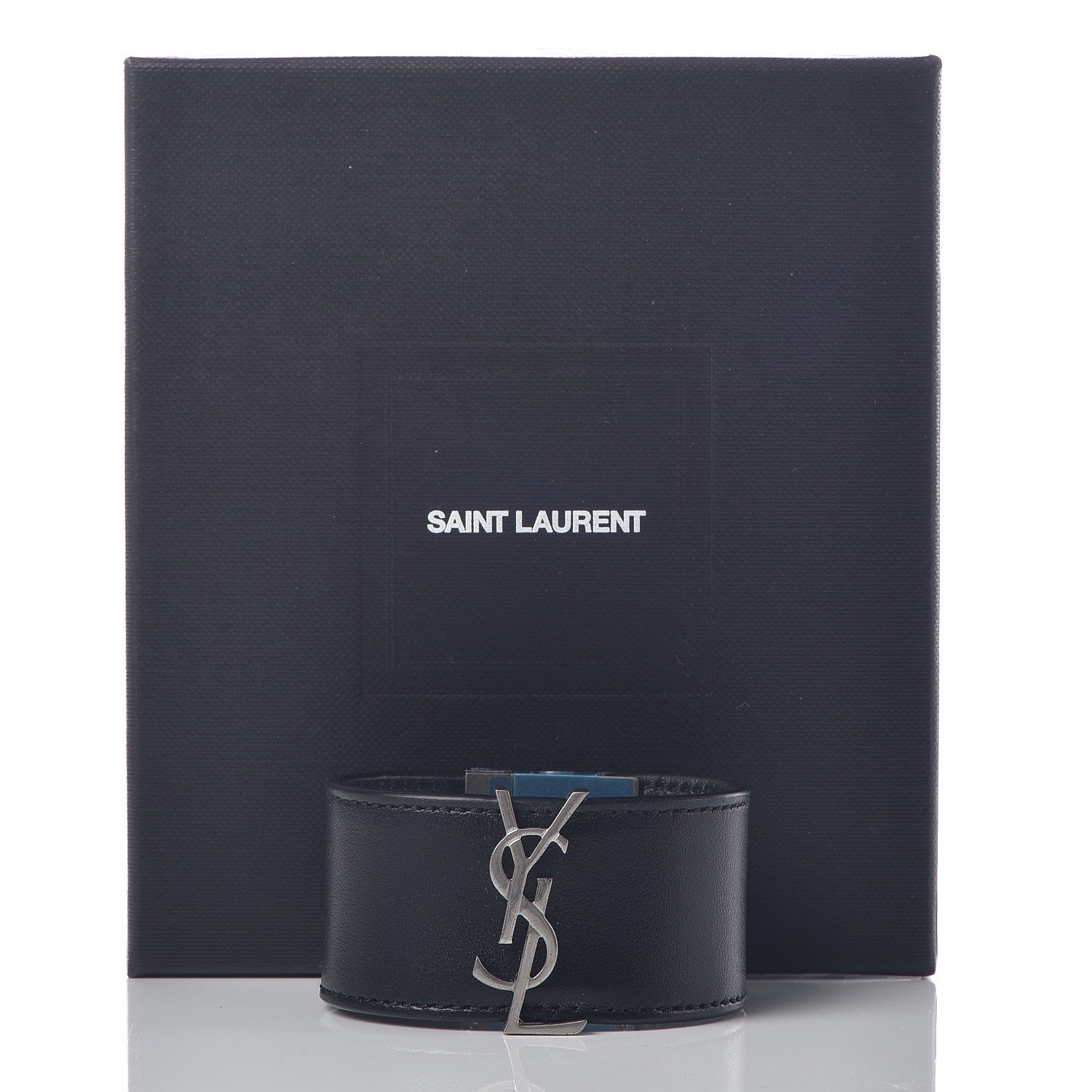 Saint Laurent Calfskin Monogram Bracelet Black 7 of 7