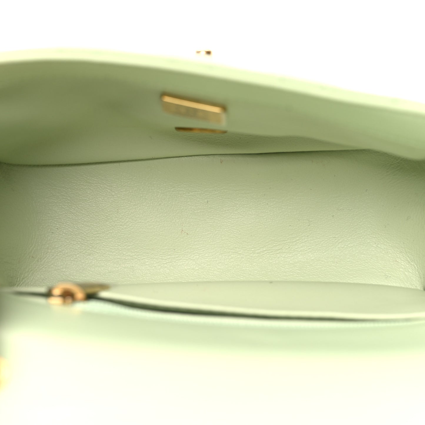 Lambskin Quilted Mini Pearl Crush Flap Light Green