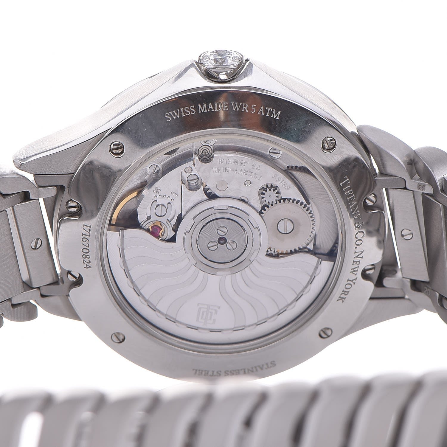 Tiffany Stainless Steel Diamond 34mm Metro 3-Hand Quartz Watch Ice Blue 4 of 7