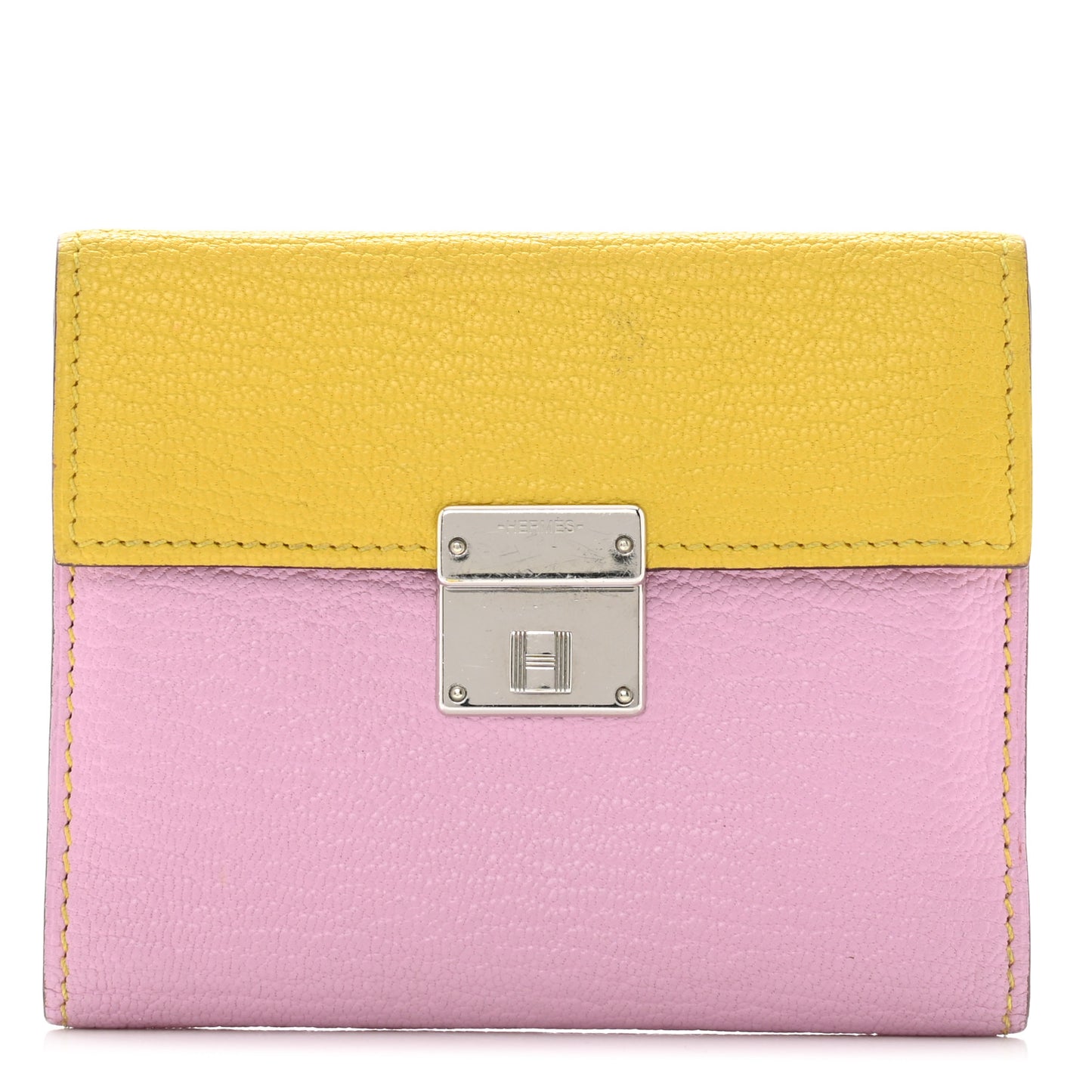 Chevre Mysore Mini Clic Card Holder Mauve Sylvestre Jaune de Naples