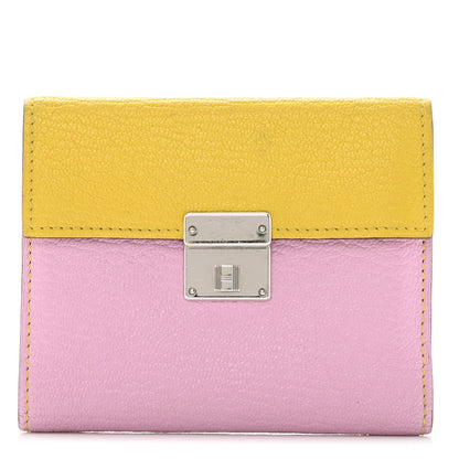 Hermes Chevre Mysore Mini Clic Card Holder Mauve Sylvestre Jaune de Naples 1 of 6