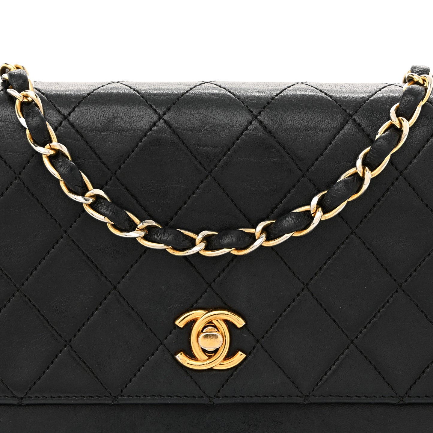 Lambskin Quilted Flap Bag Black