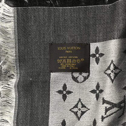 Louis Vuitton Silk Wool Monogram Denim Shawl Black 4 of 5
