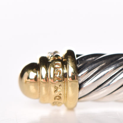 David Yurman Sterling Silver 18K Yellow Gold Diamond 5mm Cable Classics Bracelet 3 of 4