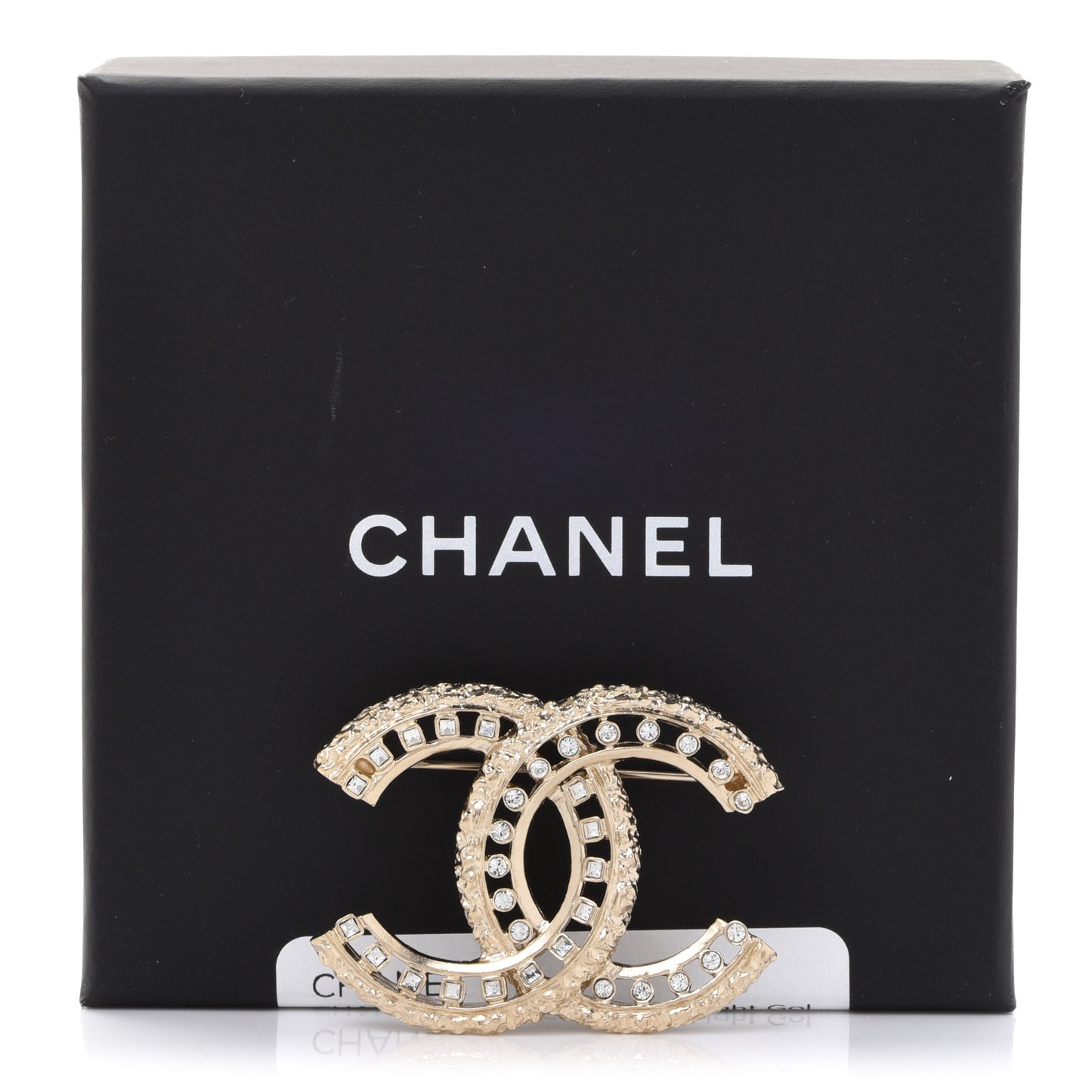 Crystal CC Brooch Light Gold