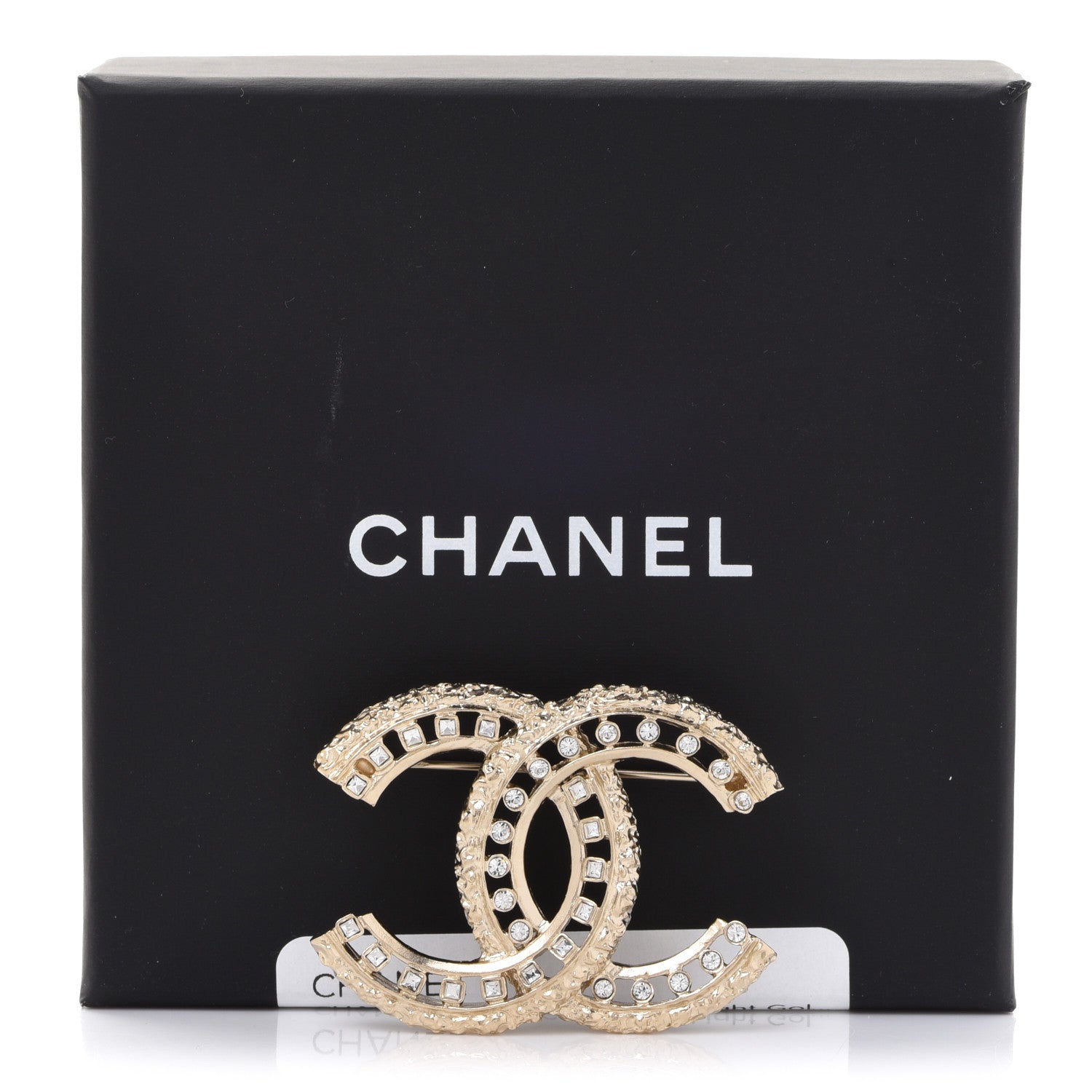 Chanel Crystal CC Brooch Light Gold 5 of 5