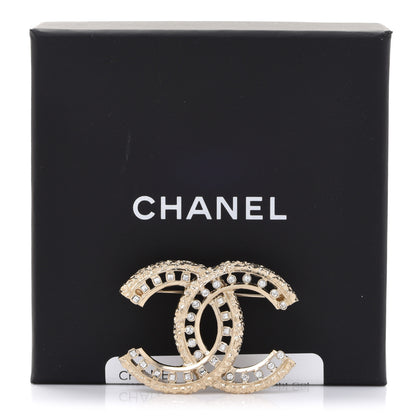 Chanel Crystal CC Brooch Light Gold 5 of 5