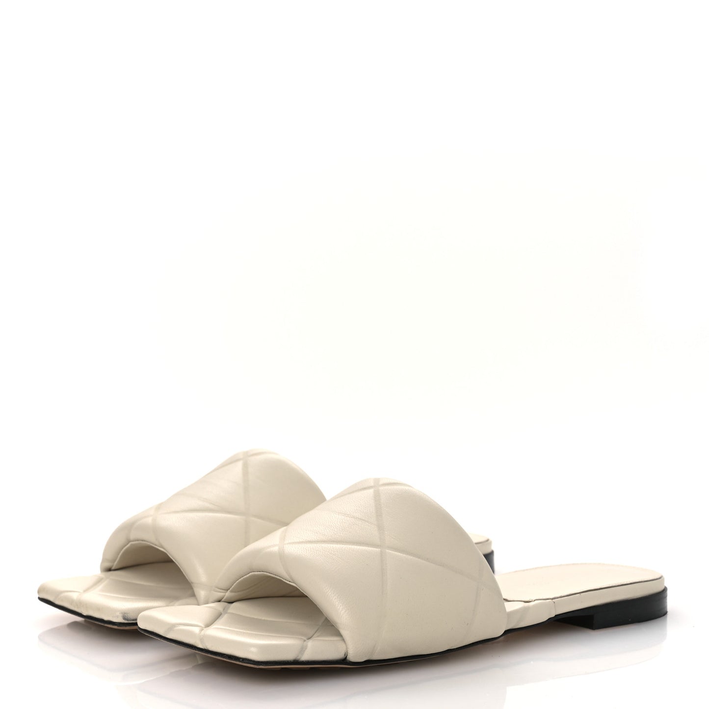 Nappa Quilted Rubber Lido Flat Sandals 38 Sea Salt