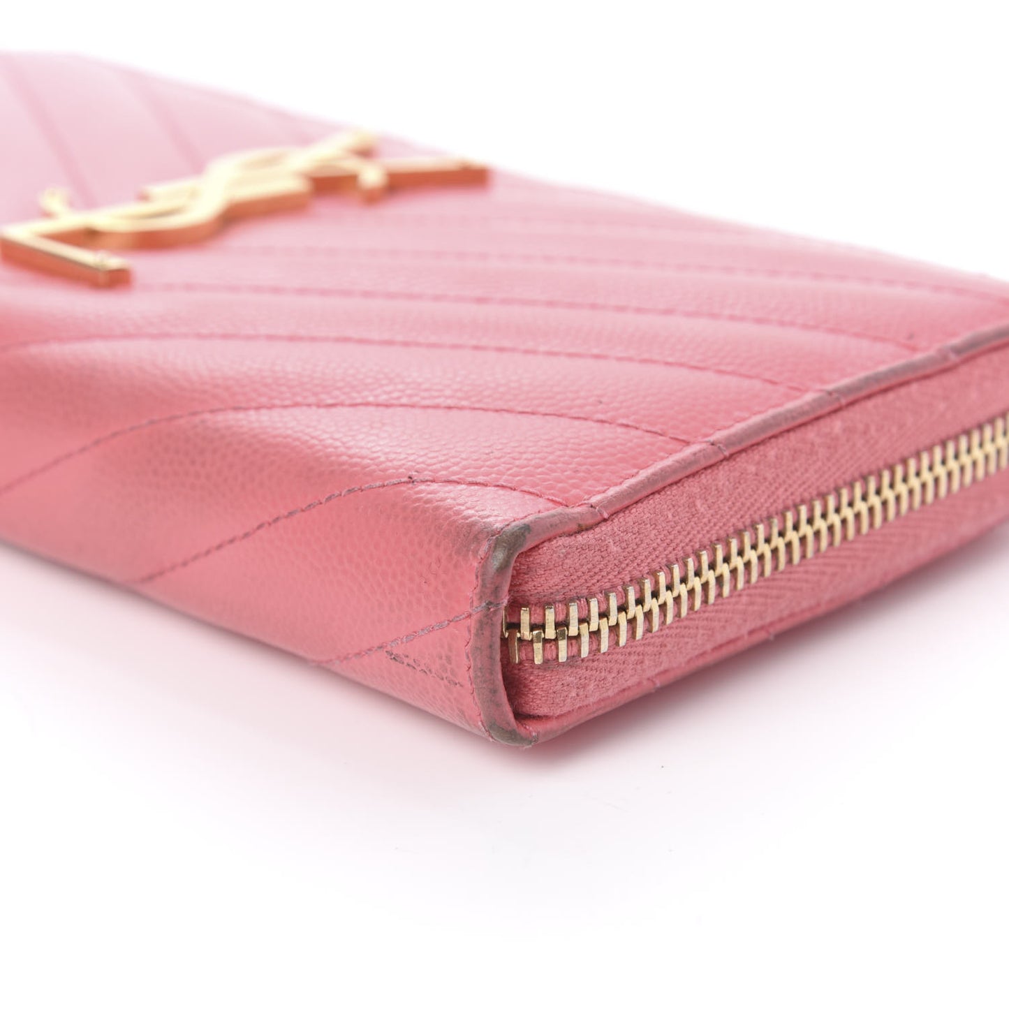 Grain De Poudre Matelasse Chevron Monogram Zip Around Wallet Bubblegum