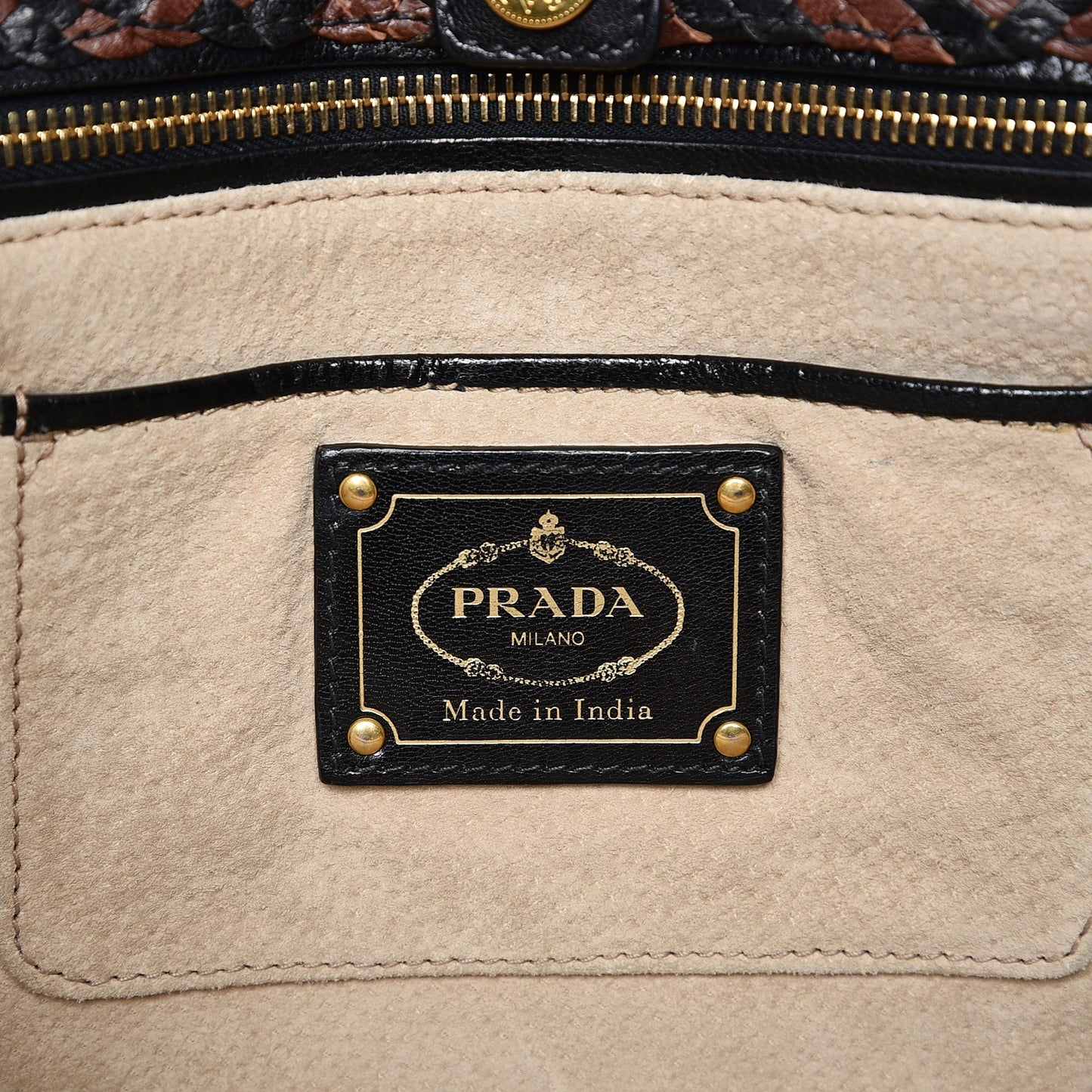 Goatskin Woven Shopping Tote Cacao