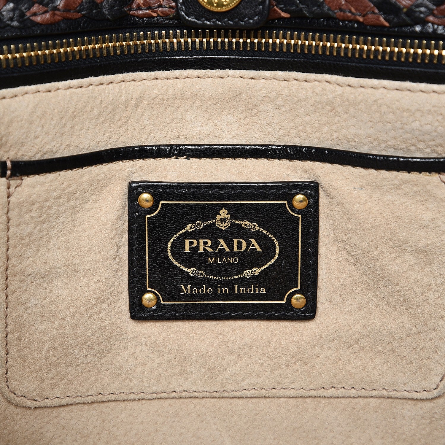 Prada Goatskin Woven Shopping Tote Cacao 6 of 7