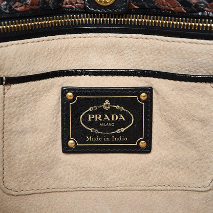 Prada Goatskin Woven Shopping Tote Cacao 6 of 7
