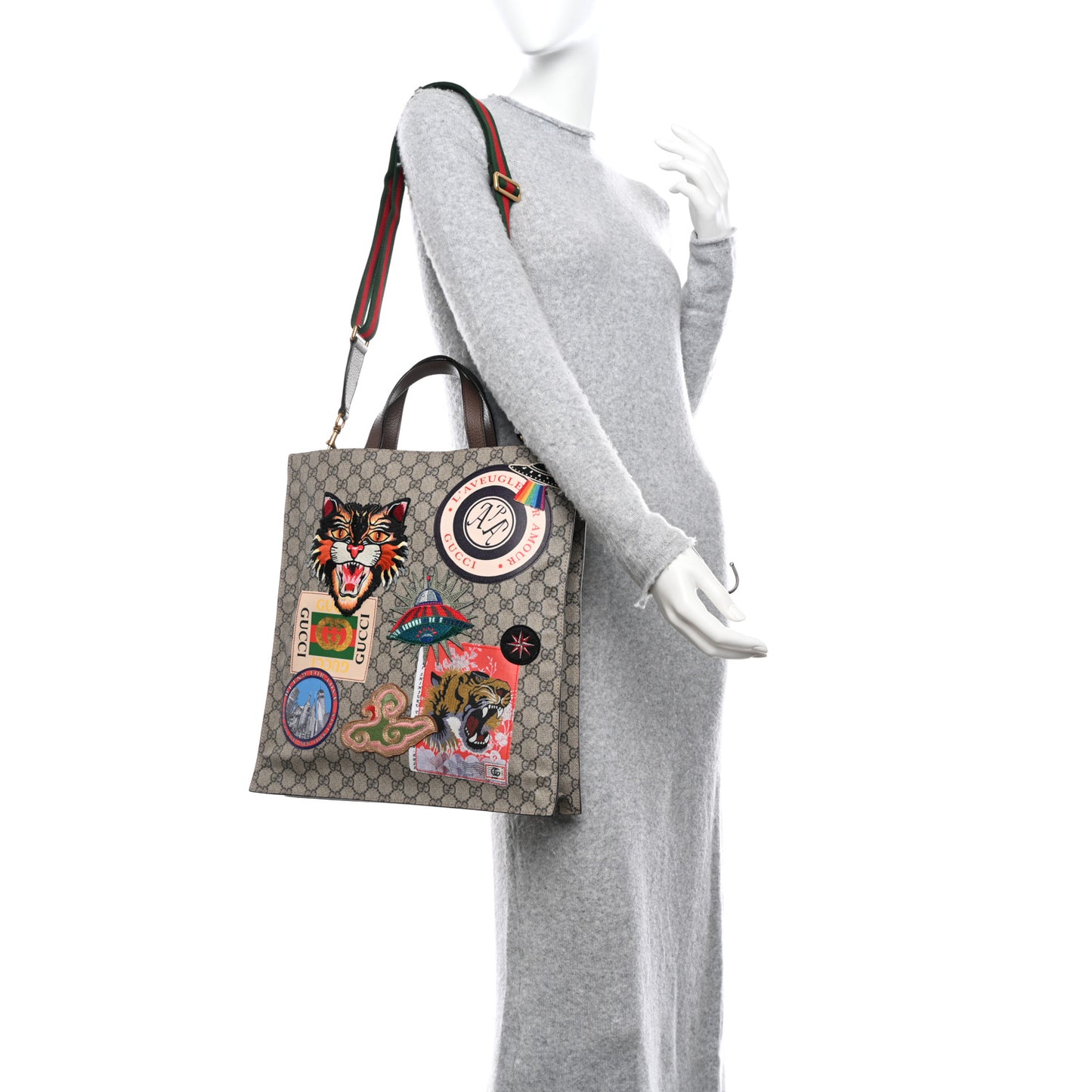 Soft GG Supreme Monogram Courrier Vertical Tote Beige New Acero