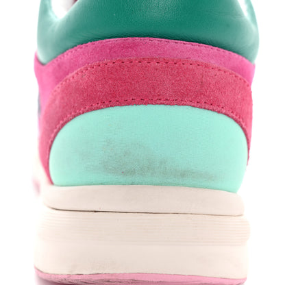 Chanel Nylon Calfskin Suede CC Sneakers 39.5 Pink Green 17 of 17