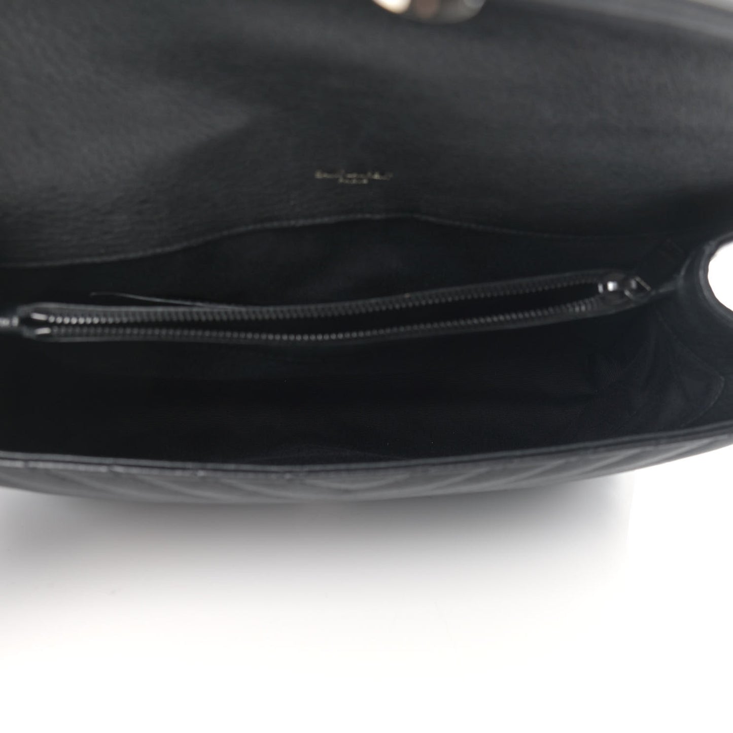 Sheepskin Matelasse Chevron Monogram Monochrome Large College Satchel Black