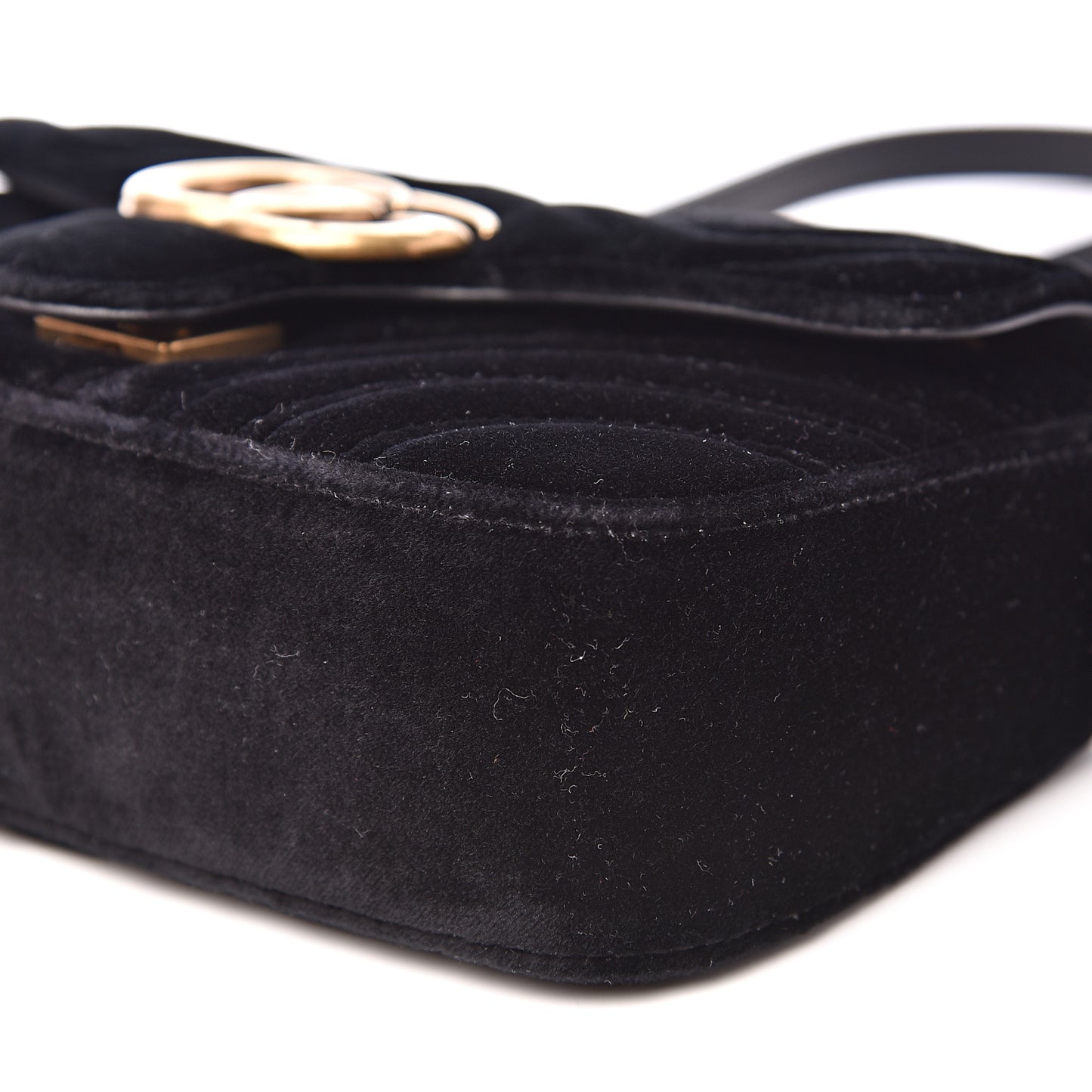 Velvet Matelasse Mini GG Marmont Shoulder Bag Black