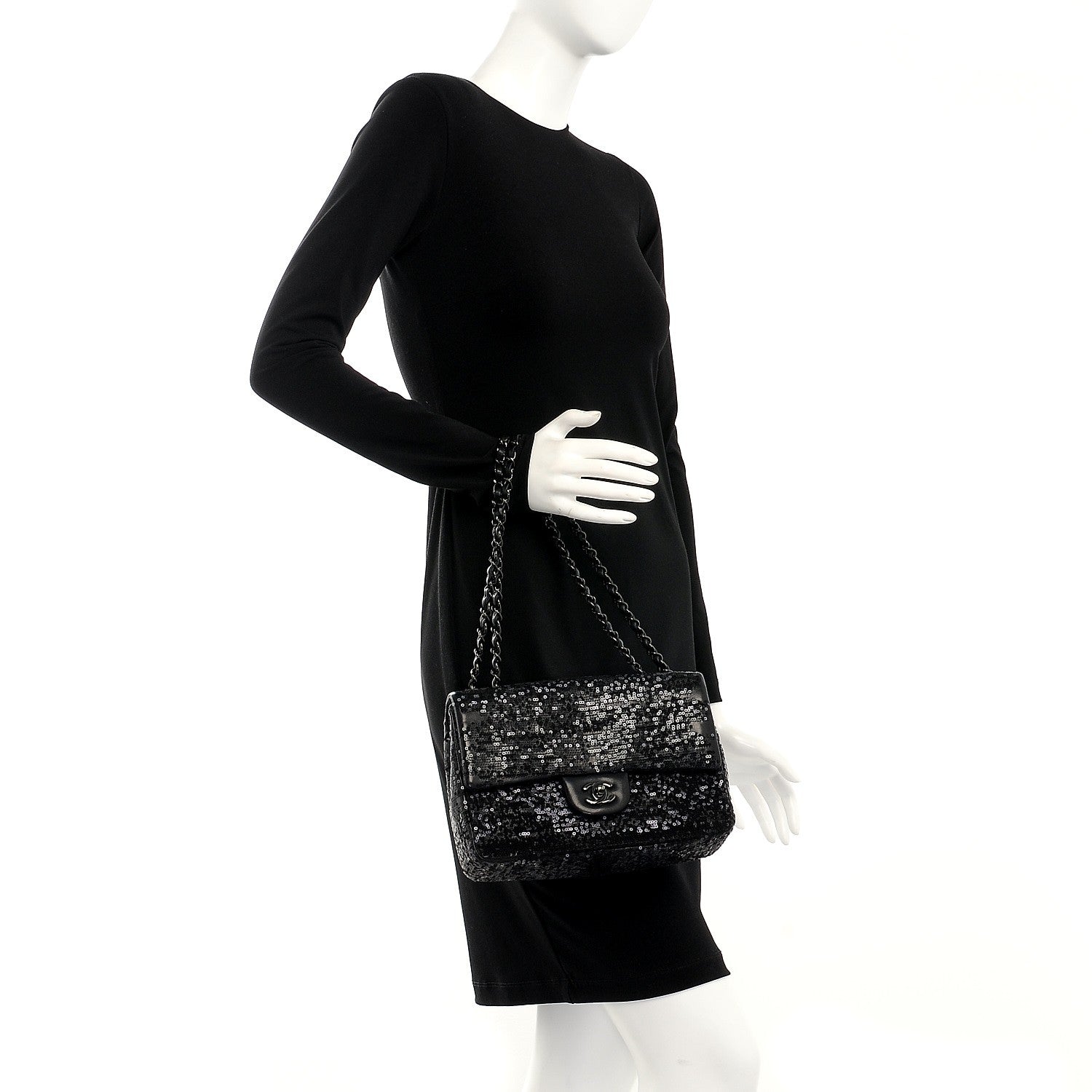 Chanel Sequin Lambskin Medium Moonlight on Water Flap Black 2 of 9