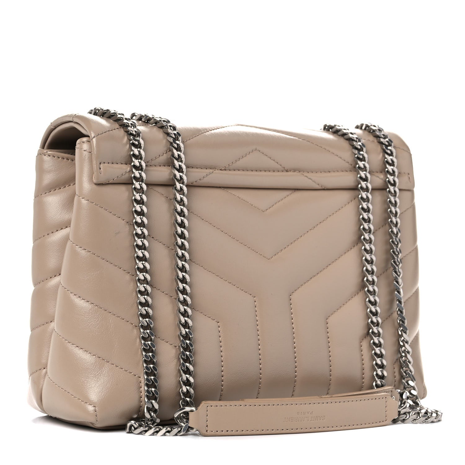 Saint Laurent Calfskin Y Quilted Monogram Small Loulou Chain Satchel Light Natural 2 of 16