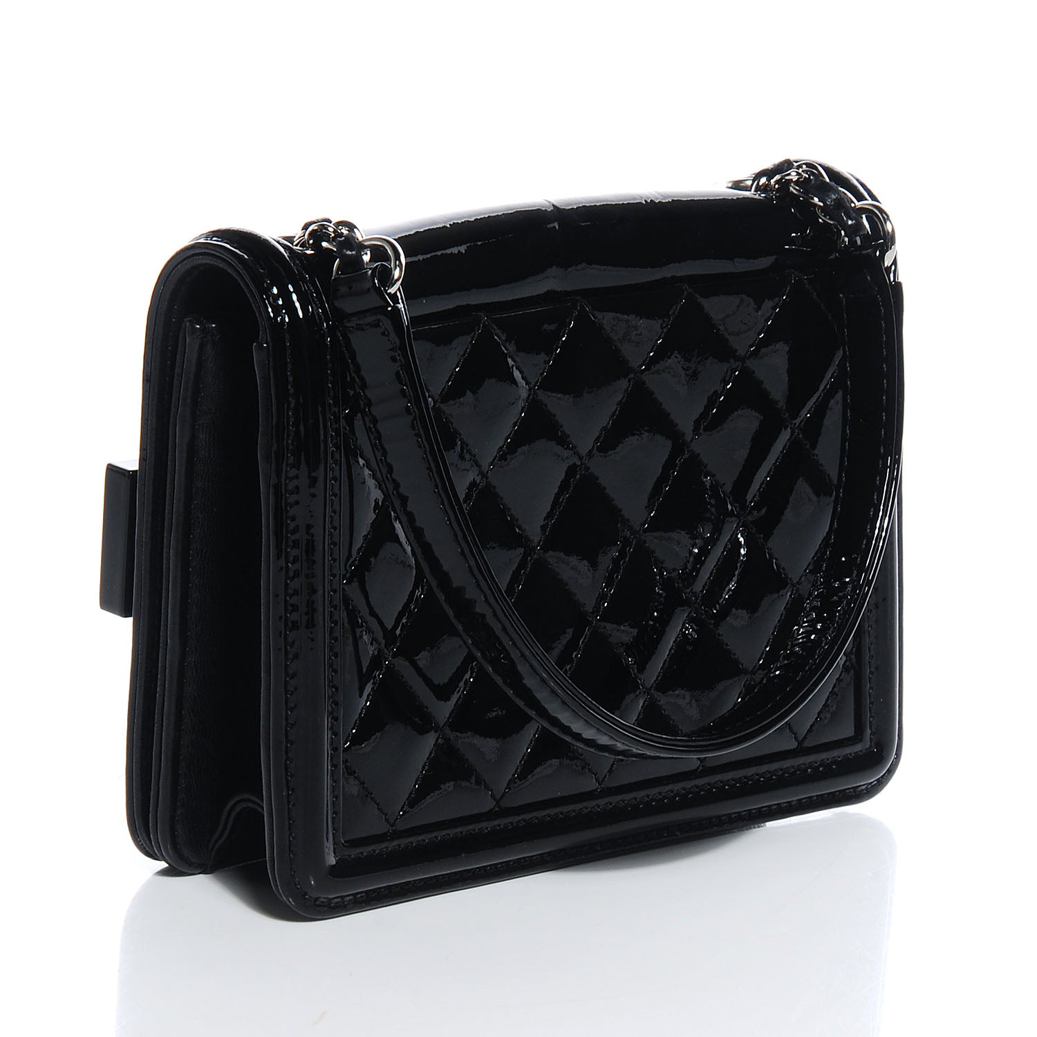 Chanel Plexiglass Patent Mini Striped Boy Brick Flap Black White 3 of 7