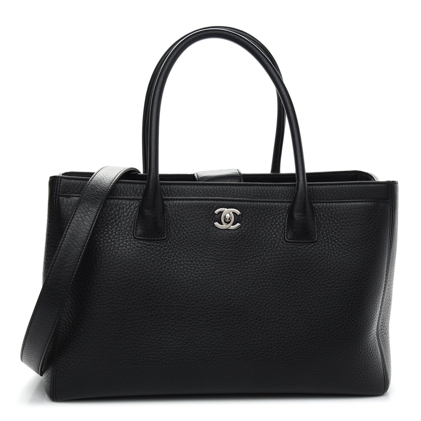Calfskin Cerf Executive Shopper Tote Black